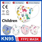 Детские маски KN95 fpp2, дышащая четырехслойная Защитная респираторная маска для рта с мультяшным принтом для детей