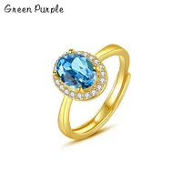 green purple natural blue crystal oval ring for women real 925 sterling silver fine jewelry birthstone gifts boho anillos