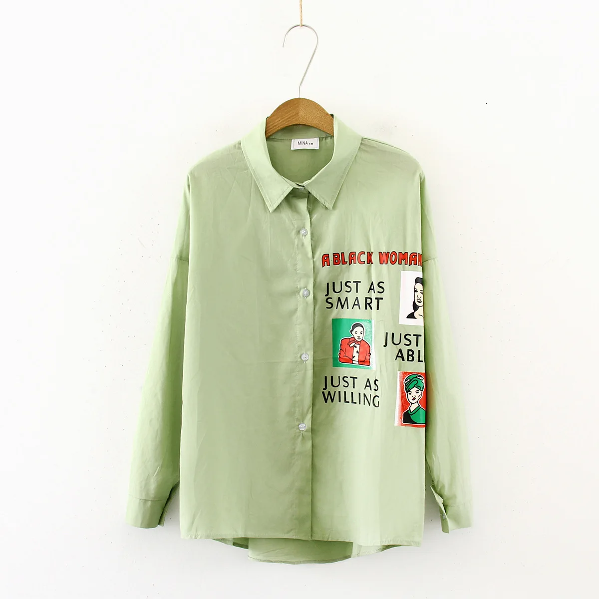 

2019 Новинка осени, женские джинсы с длинными рукавами, с принтом в виде букв для детей, тонкие свободные топы блуза, повседневный или офисный ...