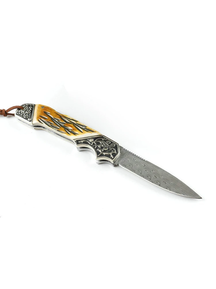 

Outdoor Fixed Folding Swedish Powder Damascus Steel Copper Head Foldable Military Knife Huntknife Tool Personalize Wood Gift