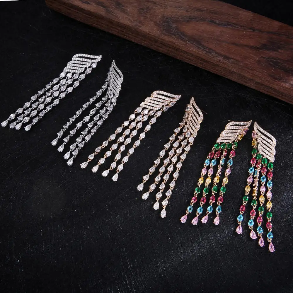 70 мм элегантный дождь Шторы кисточкой капли полный микро кубического циркония