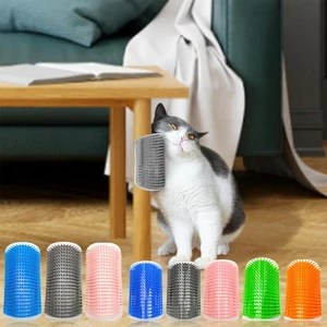 Cat Self Groomer With Catnip Soft Cats Wall Corner Massage Cat Comb Brush Rubs Pet Grooming Supply For Pets Hair Removal 2Pcs