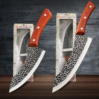 stainless steel hammered chefs knife boning knife hand forged steel sharp blade meat cleaver vegetable knife with gift box