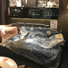 Декоративное одеяло с изображением звездного неба Ван Гога, покрывало для дивана, стула, покрывало для кровати, вязаный коврик