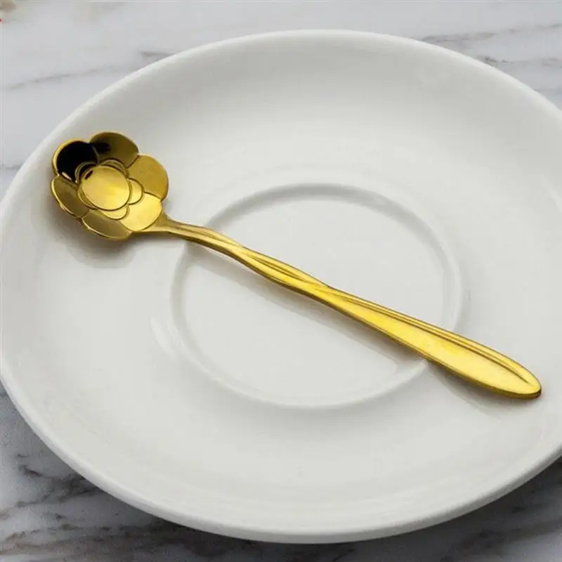 8 шт. набор ложки с цветами из нержавеющей стали многоразовые для чая ложка