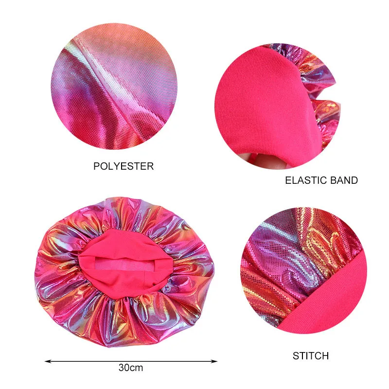 

New Styling Hair Caps For Sleeping Wide-Brimmed Nightcap With Elastic Hairband Laser Round Hat Chemotherapy Salon Beauty
