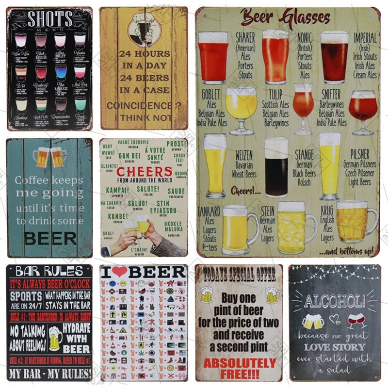 

Alcohol Plaque Vintage Metal Tin Signs Home Pub Decorative Plates Wine Beer Wall Stickers Posters Bar Rules Sign Wall Decoration