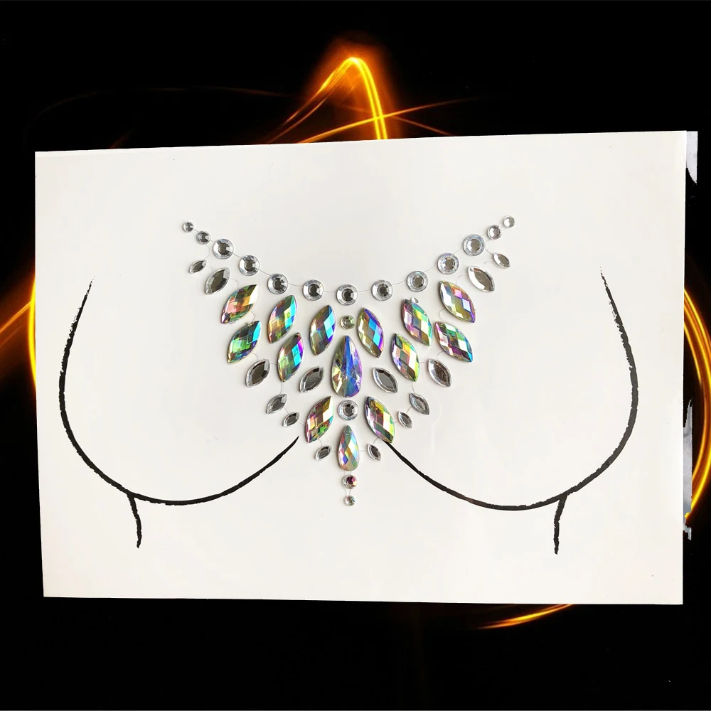 DIY Diamond Breast Sticker Flash Chest Crystal Decor Tribal Style Acrylic Resin Drill For Party Show Gems Nipple Styling Tools | Красота и