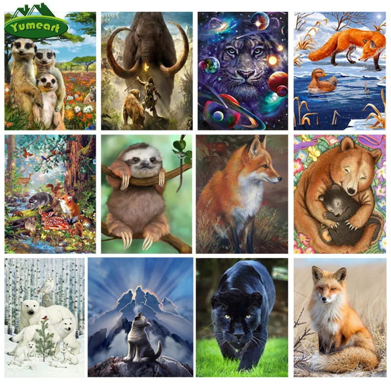 YUMEART DIY 5D алмазная живопись вышивка крестиком риносороги и охотничья мозаика