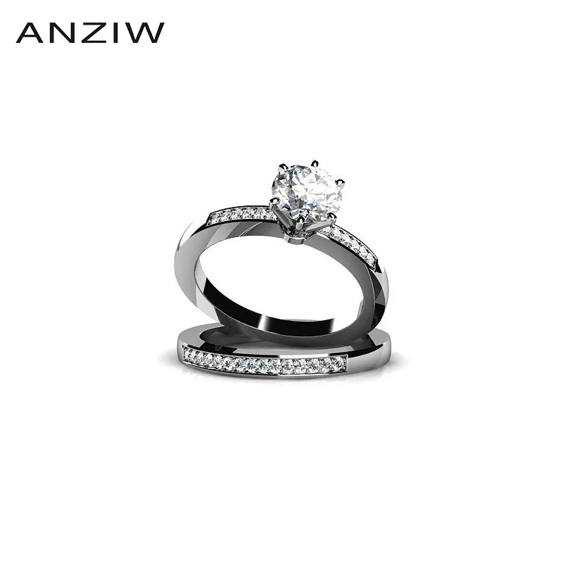 ANZIW Новое поступление классический дизайн карат SONA комплекты обручальных колец