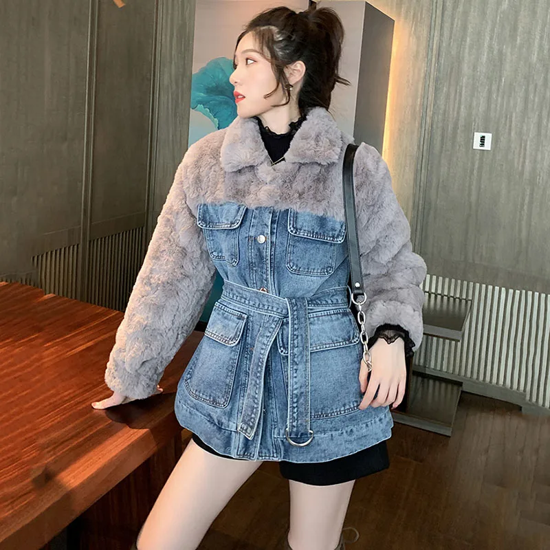 2021 зимние модные женские джинсы жаккардовое Женское пальто в стиле ретро