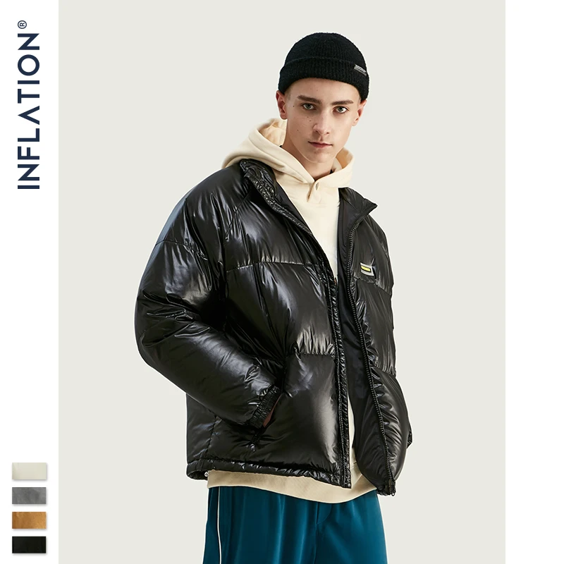 Мужская зимняя куртка пуховик INFLATION свободная парка с воротником стойкой 9723W