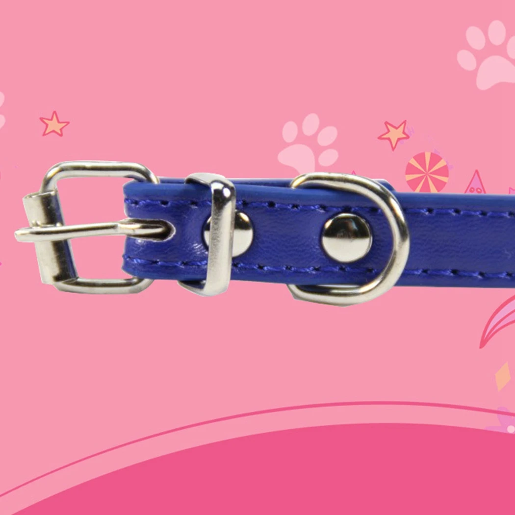 Цветной ошейник из искусственной кожи с металлической пряжкой мягкий для