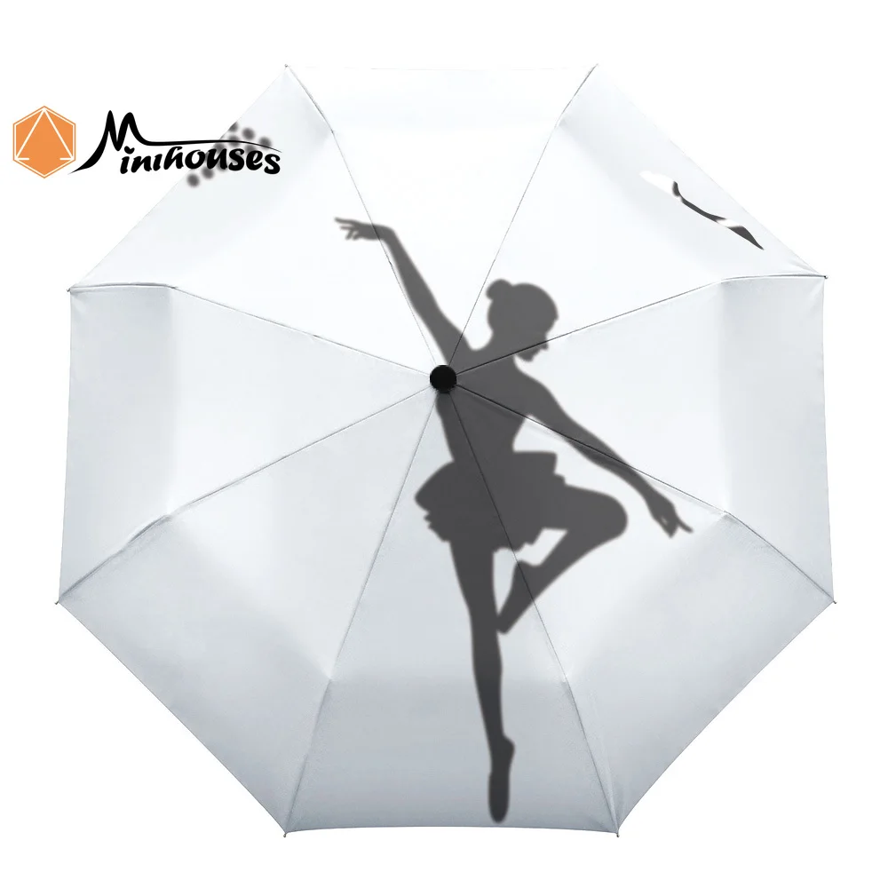 Балетная танцовщица в душе трехскладной Зонт ветростойкий складной полностью