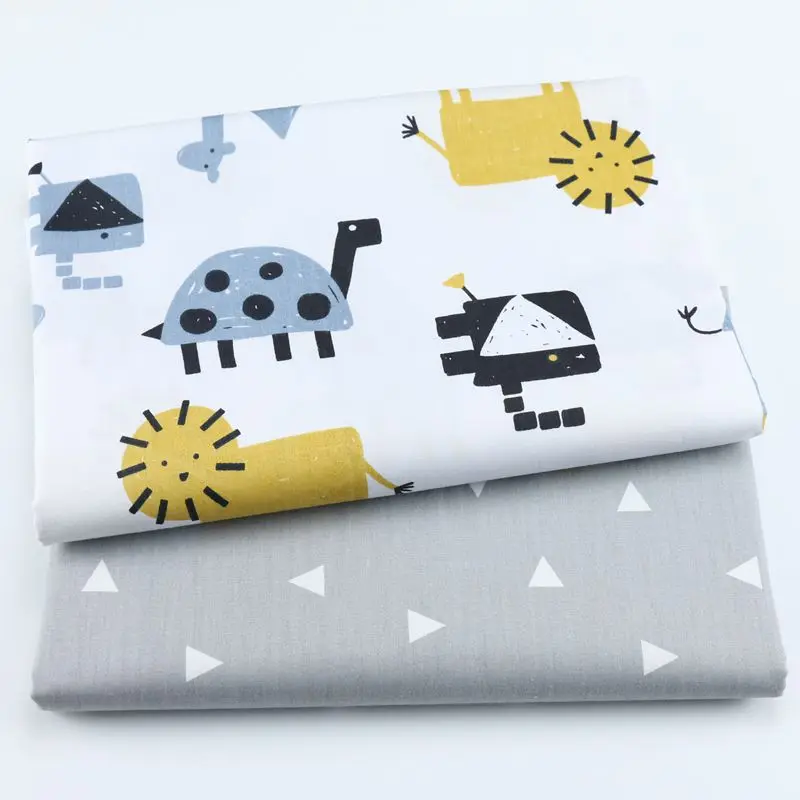 Саржевая ткань из 100% хлопка с изображением Льва и динозавра Лоскутная Ткань для