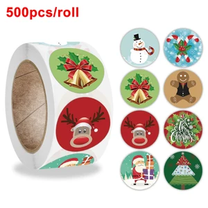 500 шт. Веселые одежда для сна из хлопка с рождественскими рисунками Декор Бумага наклейки этикетки для Печати рулонные наклейки для вечерние подарочная упаковка Рождественский подарок рулонные наклейки