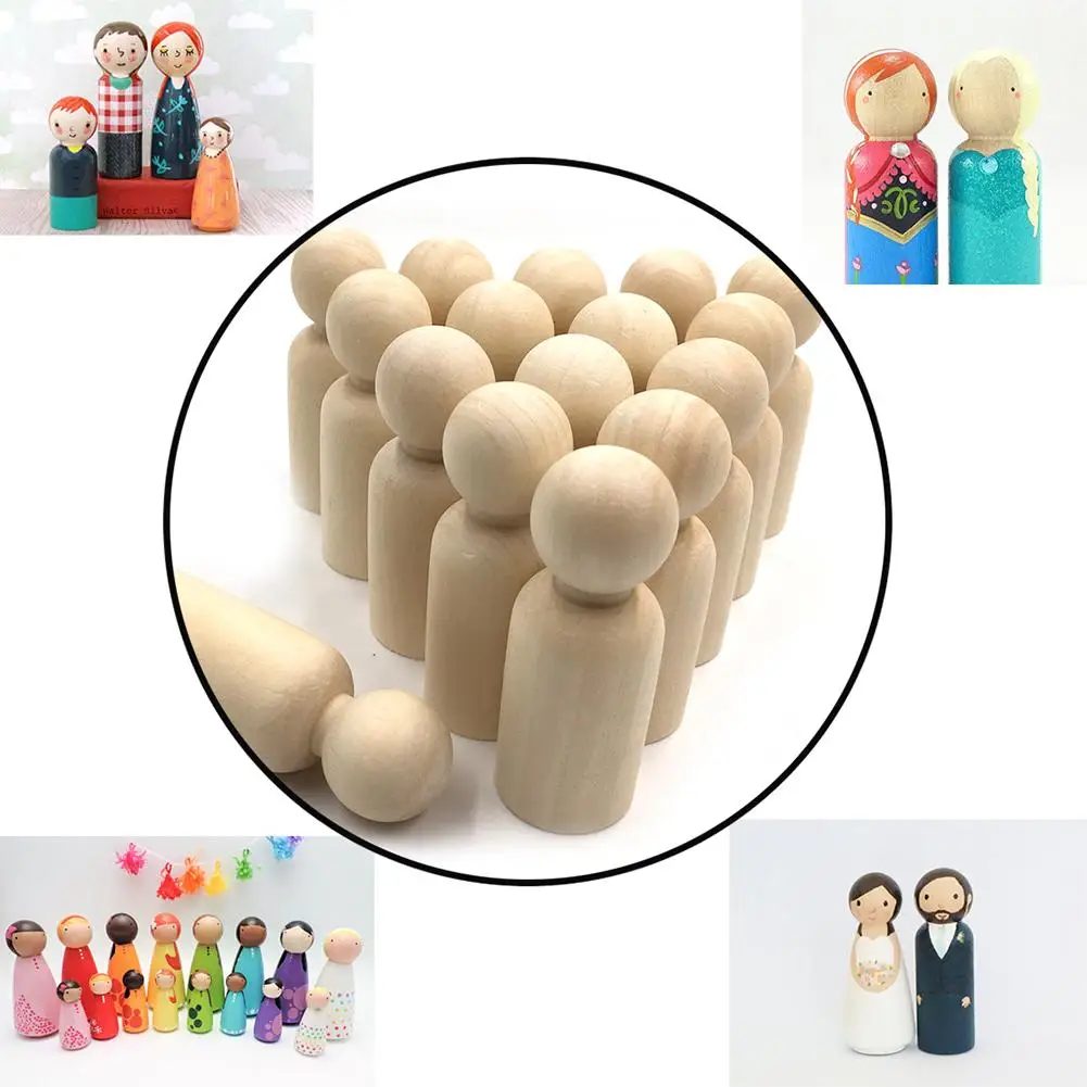 Деревянные колышки для кукол мальчиков и девочек Неокрашенные Фигурки