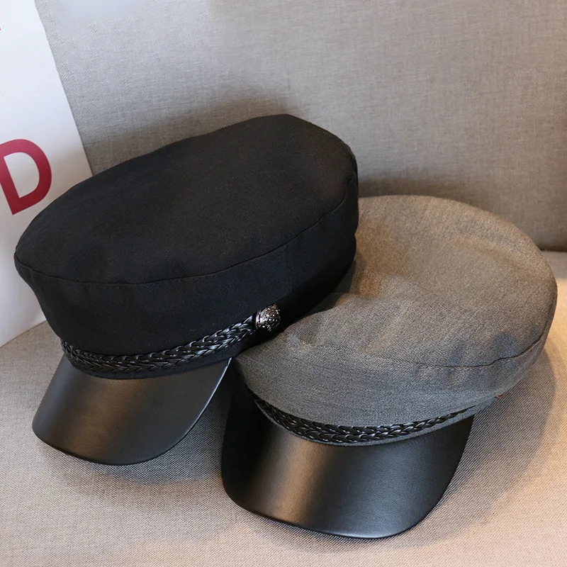 Удивительная модная однотонная женская военная Кепка с плоским верхом шапка для