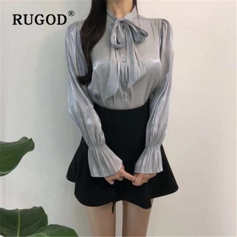 RUGOD новые весенние поступления Женская блузка корейская мода однотонный