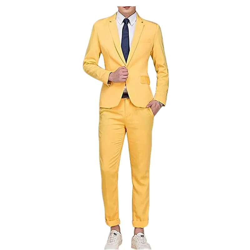 

Men's Suit Single-Breasted One Button Center Vent 2 Pieces Slim Fit Formal Suits(Jackets+Pants)