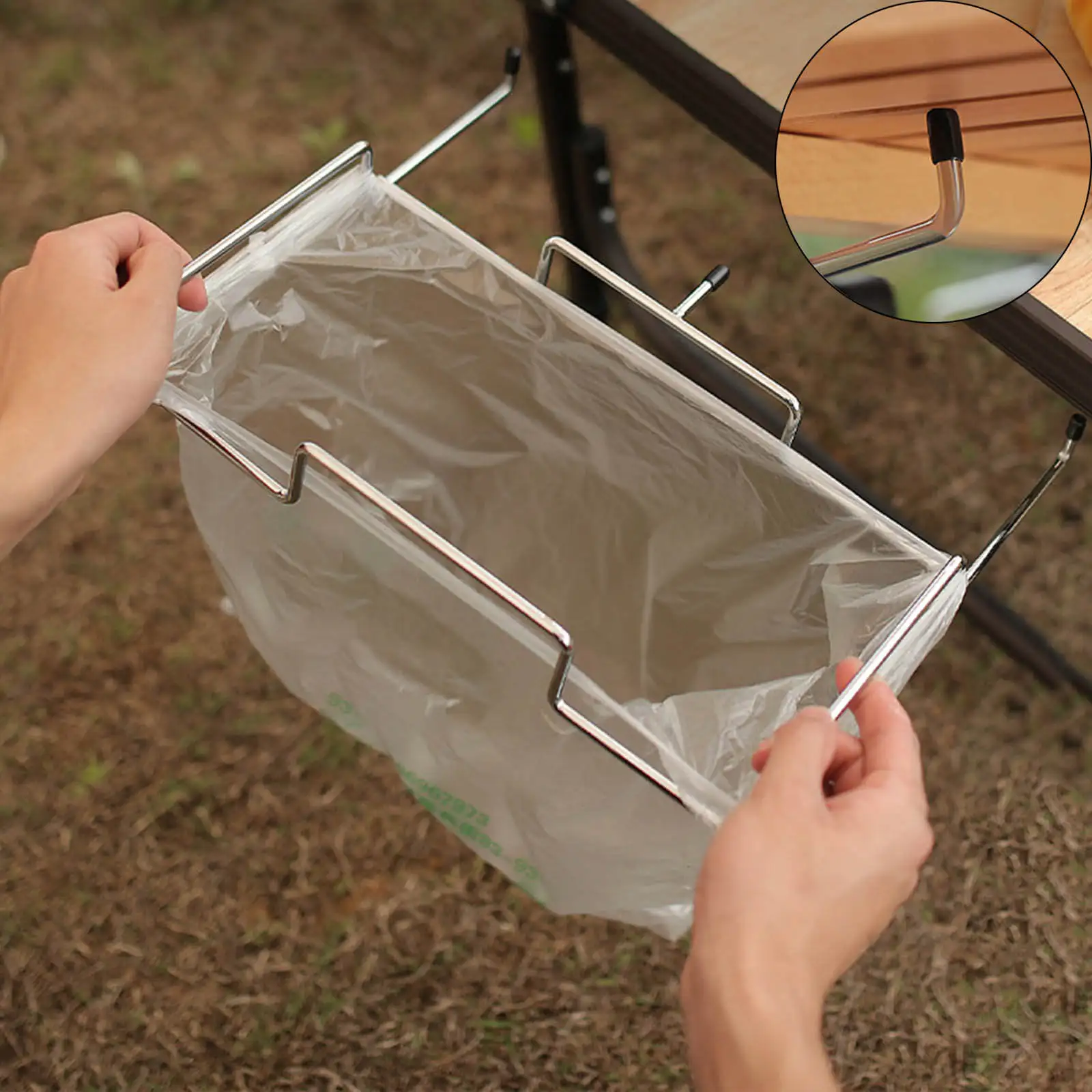

Anti-slip Trash Bag Rack, Trash Can Dustbin Bag Bracket Garbage Plastic Bags Holder Table Rack Hanger for Outdoor Indoor Travel