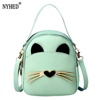 nyhed women small backpack fashion girls cute cat backpacks female zipper purse