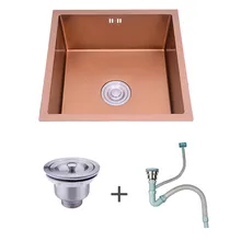 Rose gold kitchen sink SUS 304 stainless steel embedded handmade single bowl large size