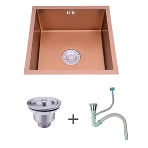 rose gold kitchen sink sus 304 stainless steel embedded handmade single bowl large size free global shipping