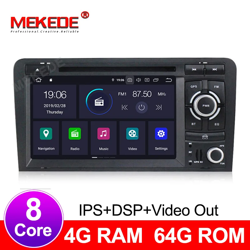 DSP IPS Android 9 0 4G + 64G Автомобильный dvd-плеер для Audi A3 8P 2003-2012 S3 2006-2012 RS3 Sportback 2011 GPS