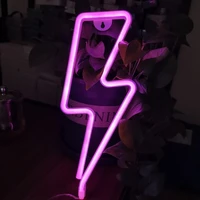 2020 led neon sign lightning shaped usb battery operated night light decorative table lamp for home party living room decoration