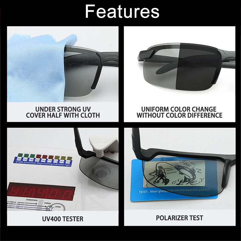 Photochromic Driver Goggles Men Polarized Sunglasses Anti Glare Discoloration Night Vision Glasses Change Color Sun Glass UV400 |
