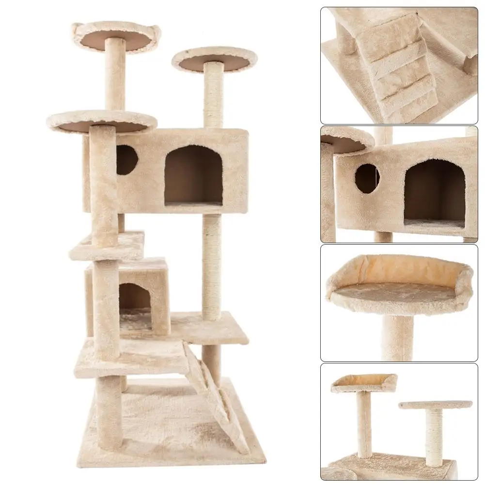 

Pet Cat Tree House Condo Multi-Level Cat Toys Scratching Post for Cats Wood Climbing Tree Cat Tree Towers