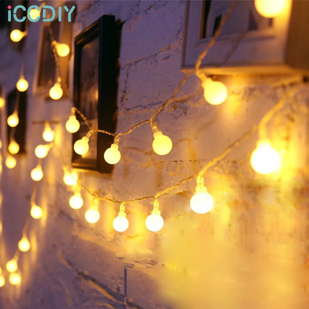 

Battery Power LED Ball Garland Lights Fairy String Waterproof Outdoor Lamp Christmas Holiday Wedding Party Lights Decoration