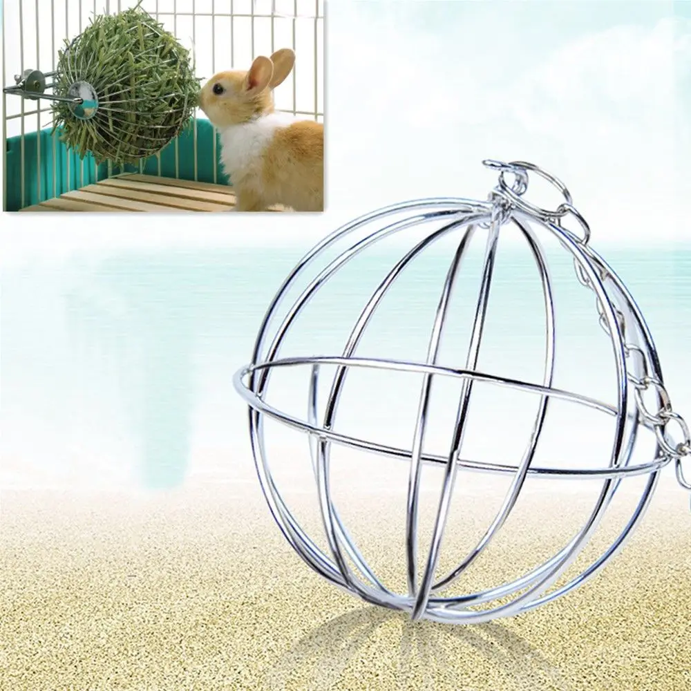

Pet Rabbits Round Sphere Feed Dispense Stainless Steel Exercise Hanging Hay Ball Guinea Pig Hamster Rabbit Pet Toy