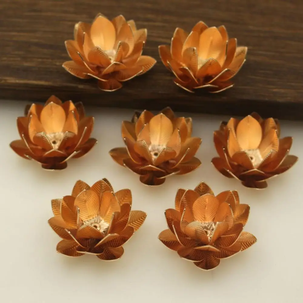 30 шт. Подвески с цветком лотоса 3D Многослойные Бусины кепки Качество Металла