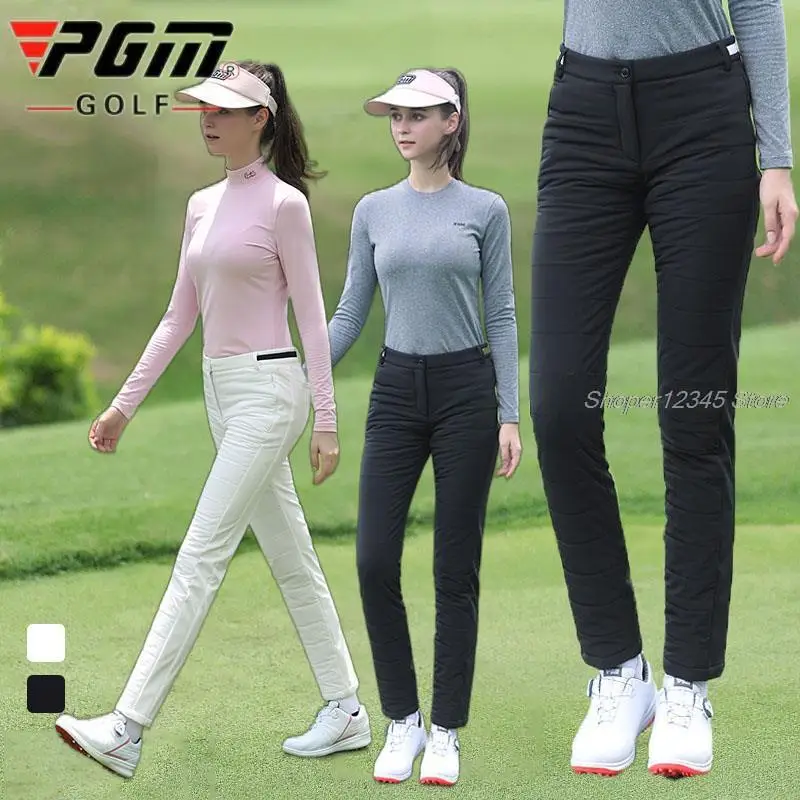 Pgm Women Winter Thick Golf Pants Warm Female Casual Cotton Pants Ladies Slim Fit  Long Trousers High Waist Velvet Sweatpants