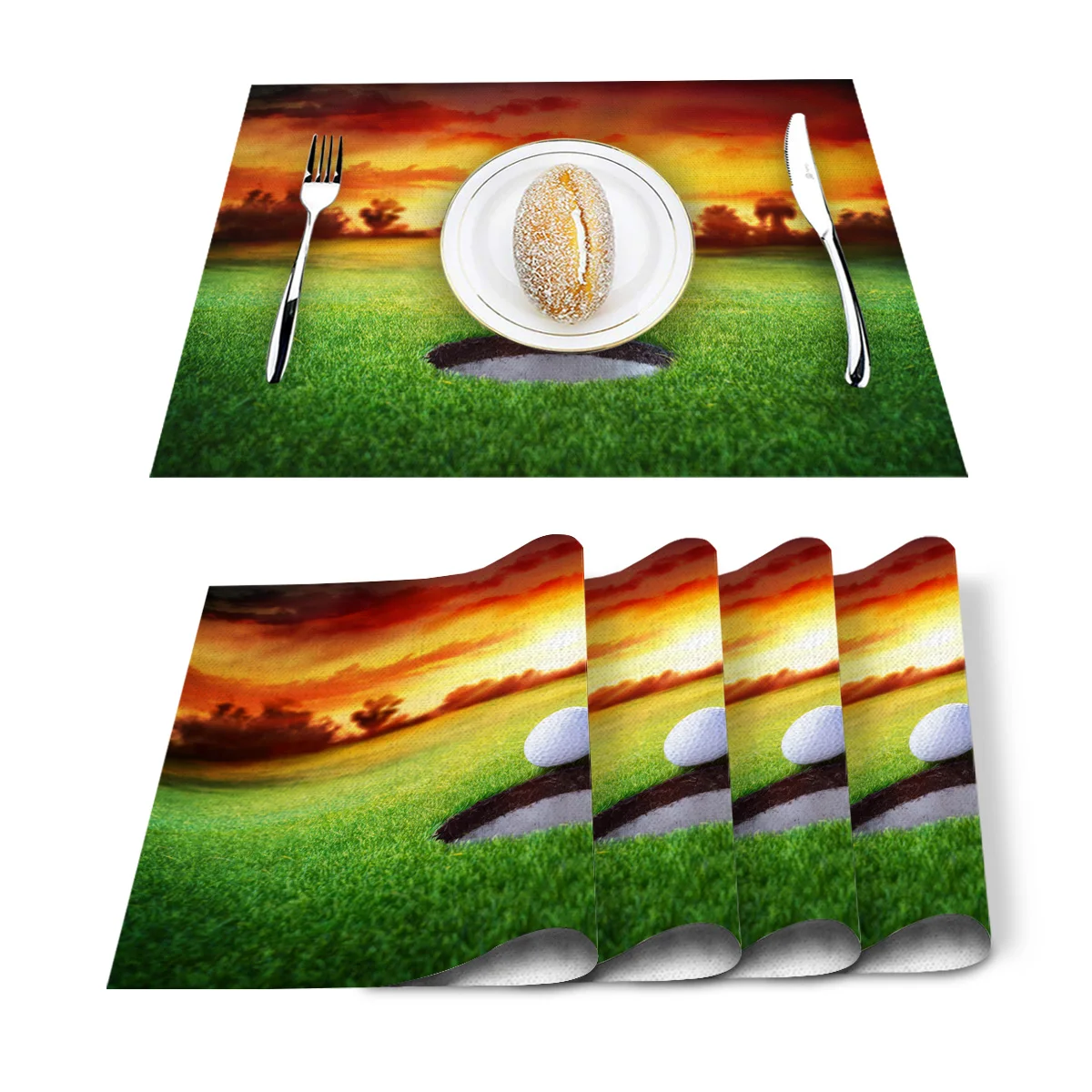 Спортивная подстилка для гольфа зеленая трава коврик обеденного стола набор