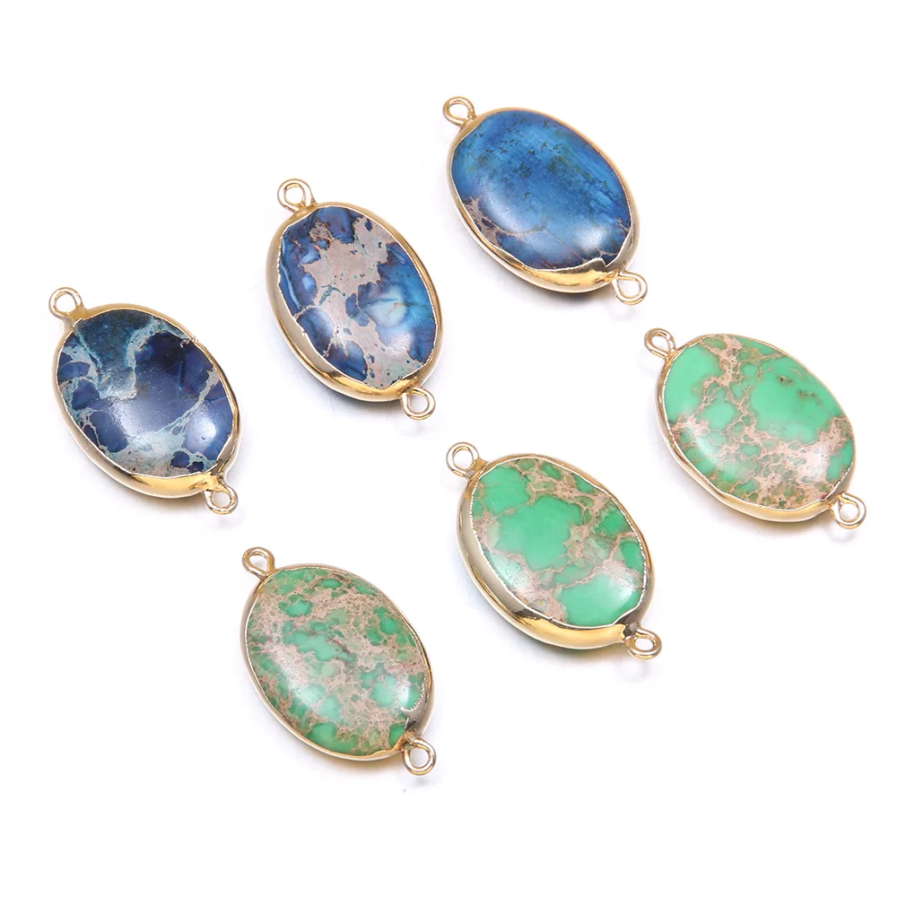 

New Egg Shape Emperor Stone Connector Charm Connectors for Jewelry Making Bracelet Accessories Craft DIY handmade 24x34mm