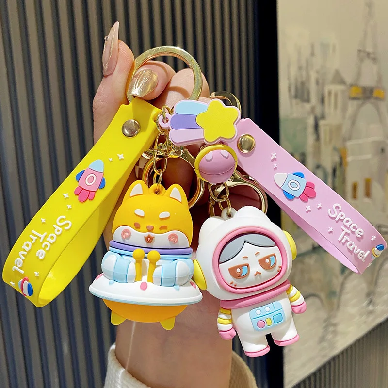 

Cartoon Astronaut Shiba Inu Keychain Fashion Universe Journey Series Keychain Cute UFO Cat Car Keyring Bag Pendant Ornament Gift