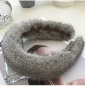 female real mink fur headband women hair genuin fur accessories padded winter hair hoop free global shipping