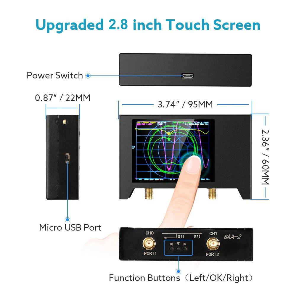 3G S-A-A-2 NanoVNA V2 Векторный анализатор сети Digital Nano VNA Тестер MF HF VHF UHF USB Logic Антенна Стоячая волна.