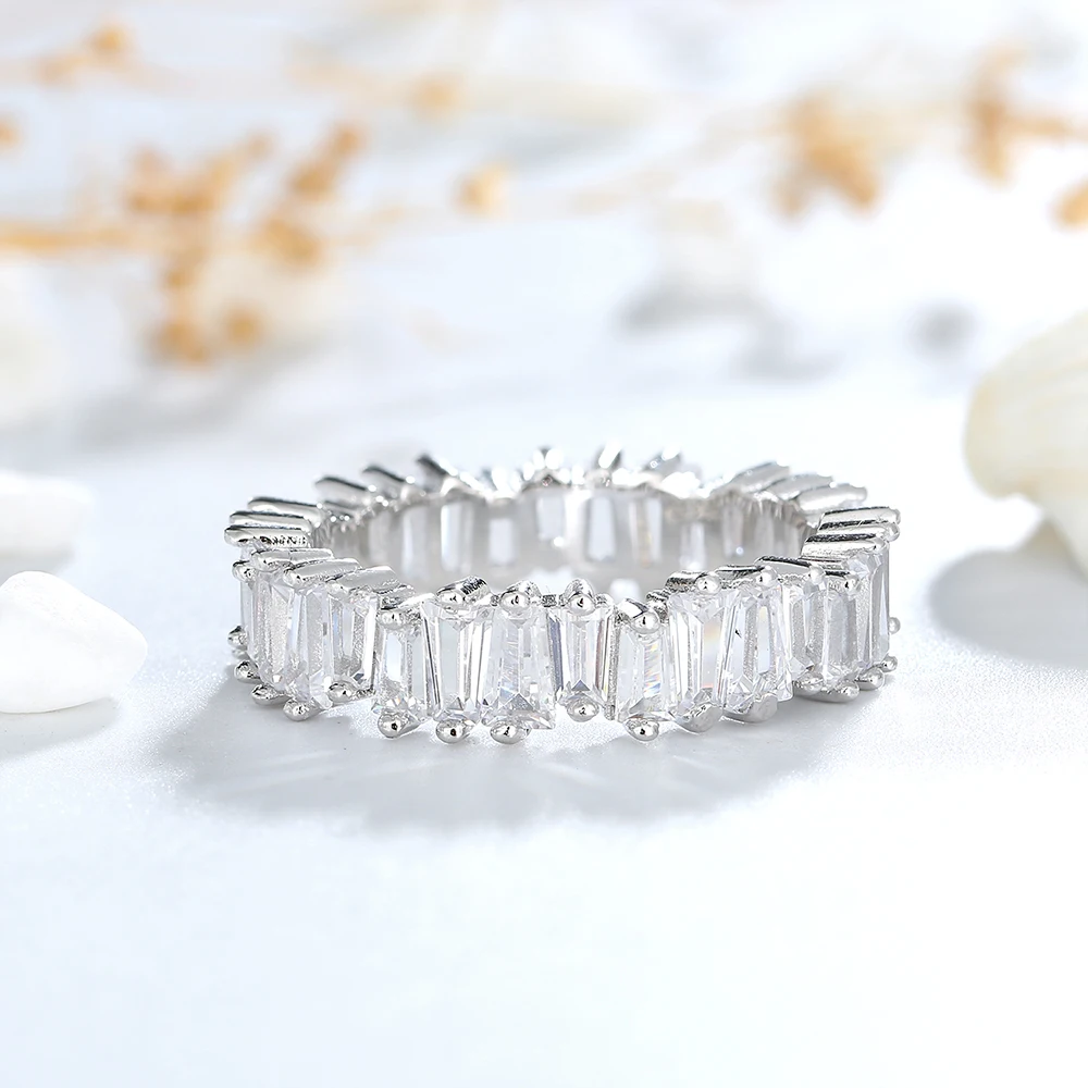 

925 Sterling Silver Geometric Trapezoid White Zircon Rings Luxury Rings Fine Jewelry Party Wedding Engagement Gifts for Women