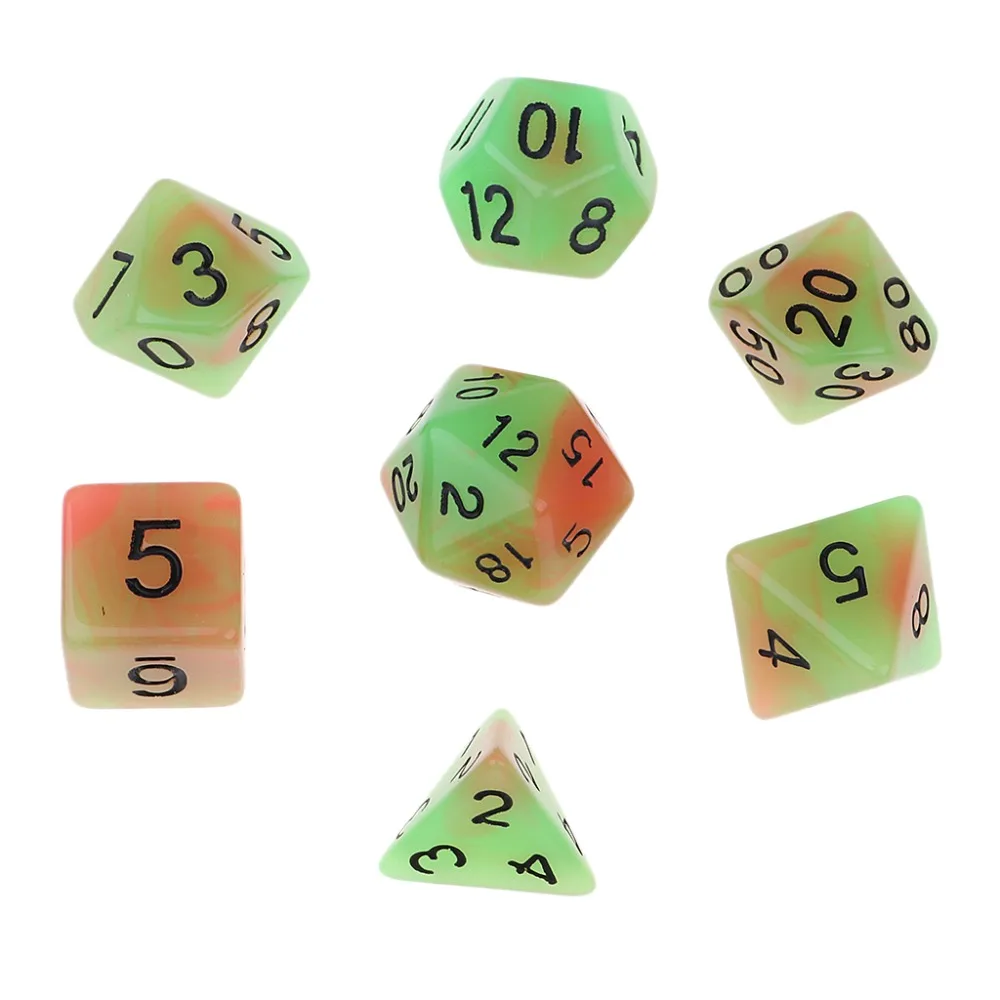 MagiDeal, 7 штук, многогранные кости для подземелий и драконов, D20, D12, D10, D8, D6, D4, настольные игры+ вечерние кубики