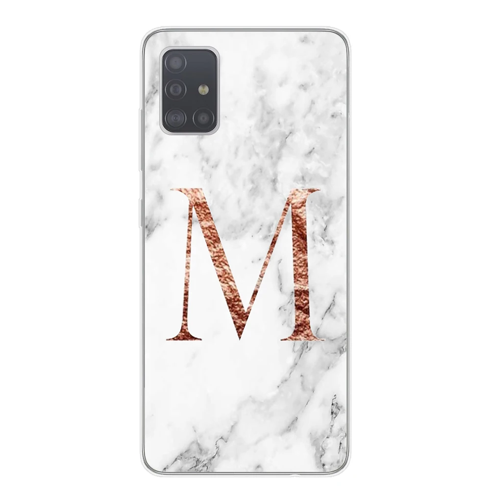 White Marble Letter Monogram Phone Case For Capa Samsung S20 Ultra Plus Note 10 Pro Lite Back Cover A51 A71 Shell | Мобильные