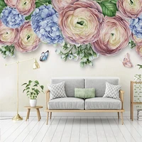 custom 3d mural wallpaper modern hand painted flower butterfly pastoral bedroom living room decoration self adhesive wallpaper