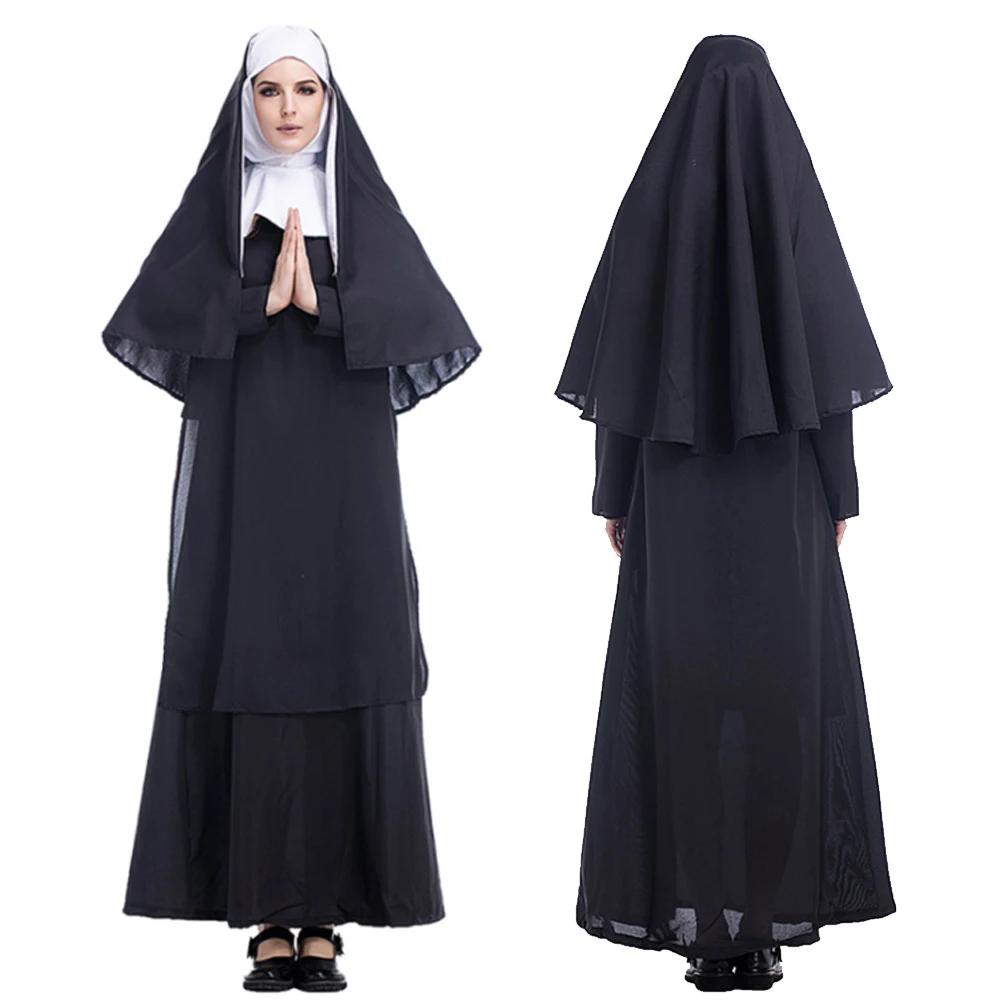 Костюм Монахини для косплея костюм на Хэллоуин женщин длинное платье призрака