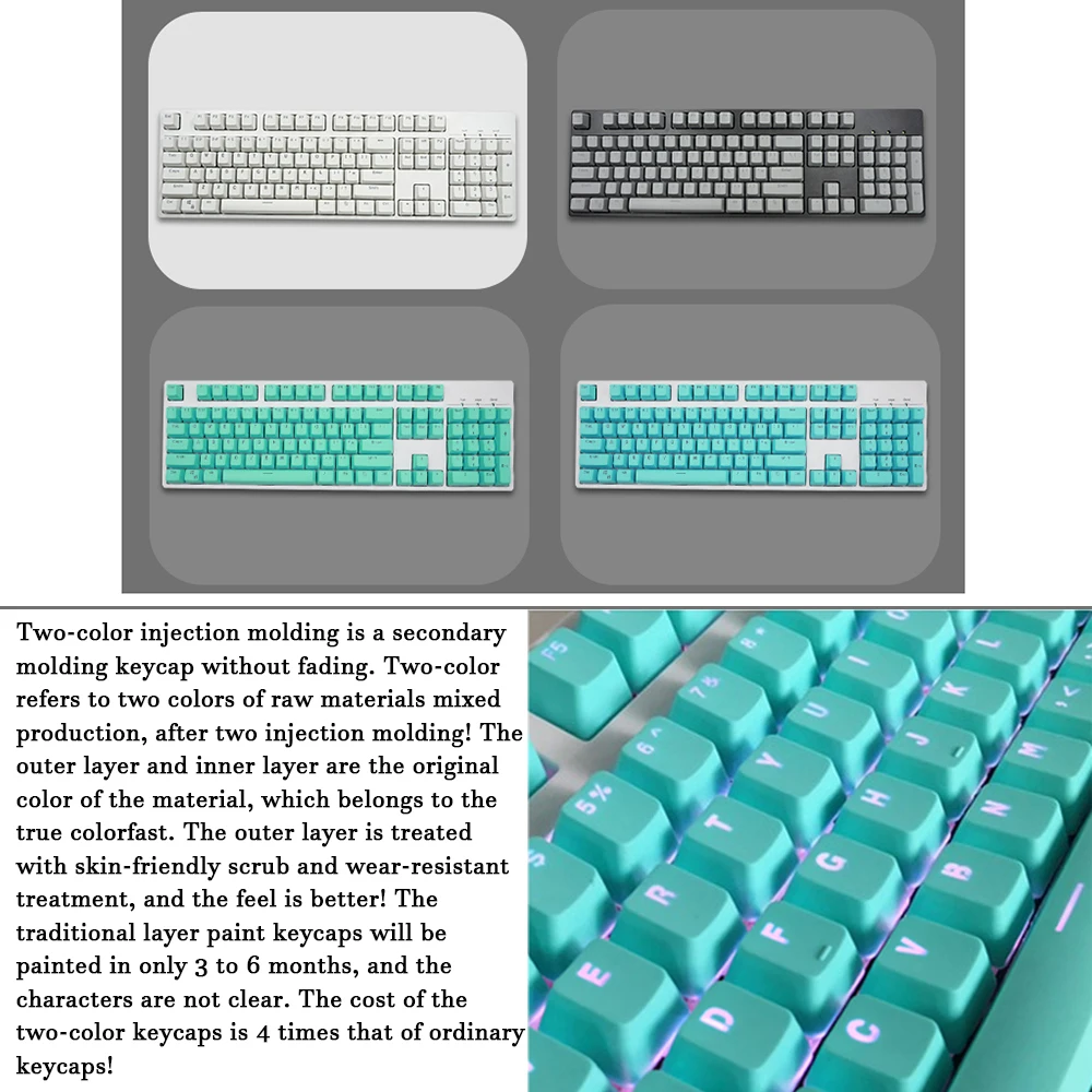Игровая клавиатура Thundeal с 104 клавишами клавиши PBT полный набор клавиш двухцветная