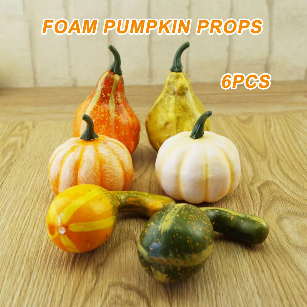

6 шт., искусственные пенные тыквы, праздничные вечерние украшения для сада, украшения для Дня благодарения, вечерние принадлежности для твор...