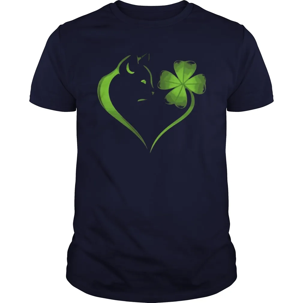 

Cat Irish Four Leaf Clover Heart Unisex T Shirt