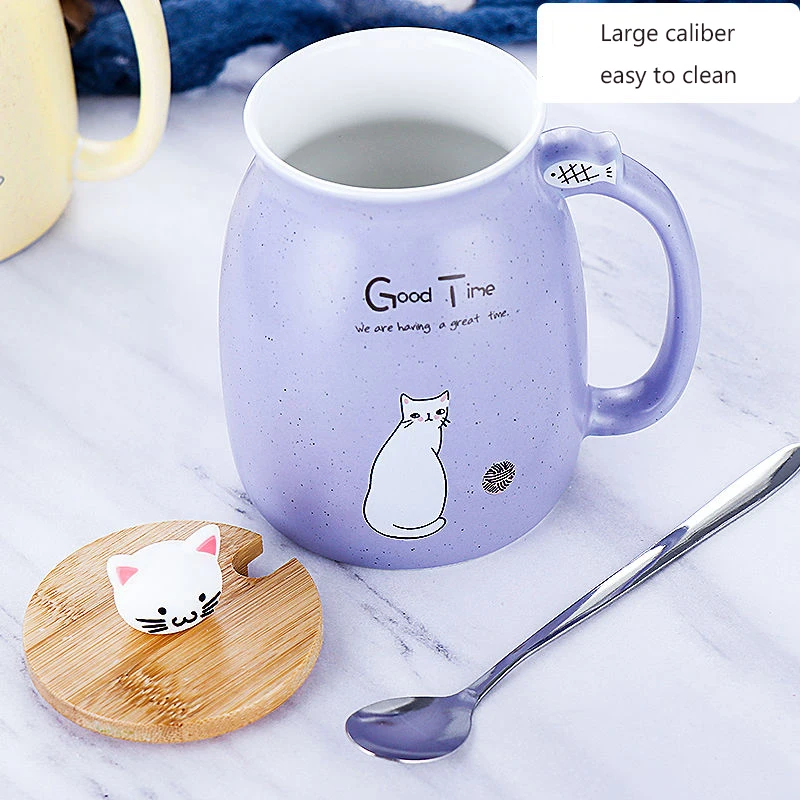 Милая кошка кофейная кружка креативная керамическая чашка с крышкой из
